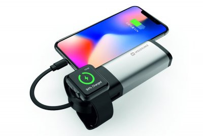Swissten 2in1 6700 mAh Power Bank / Lightning-кабель MFi / Беспроводное зарядное устройство для Apple Watch / Серебристый