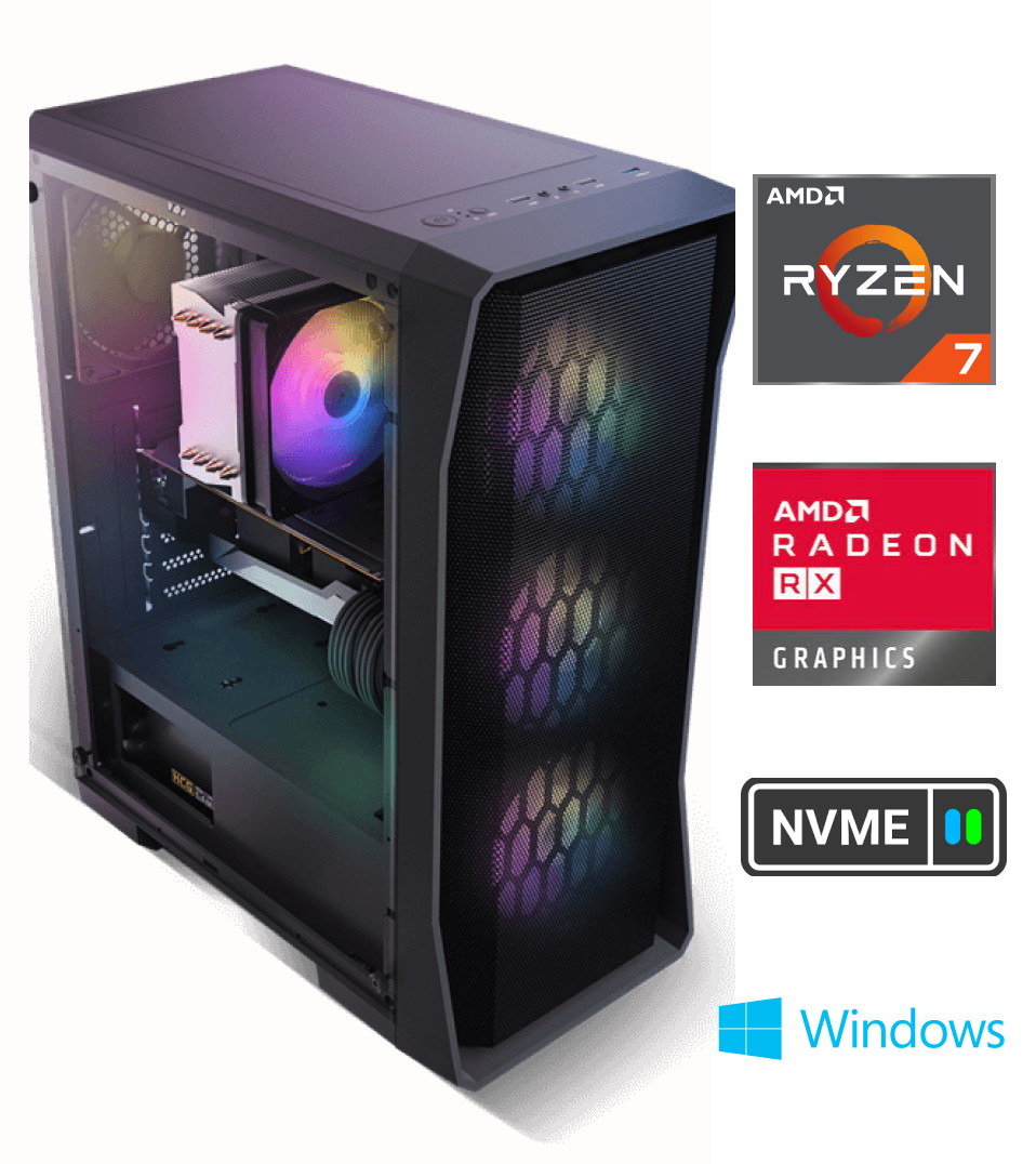Gamer Ryzen 7 7700X 8GB 1TB SSD RX6700 XT Windows 10 Stacionarus kompiuteris